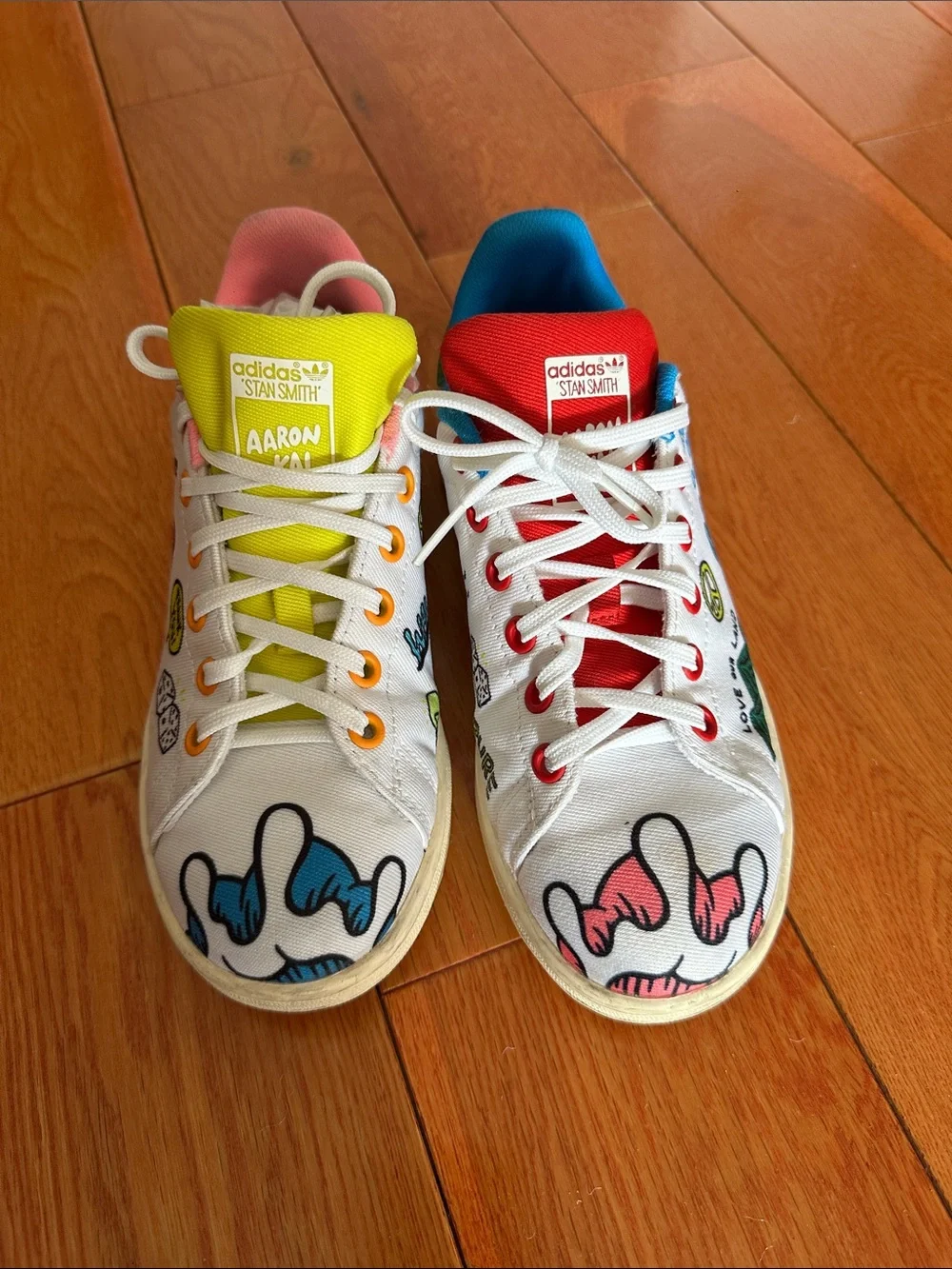 adidas Kids White Sneakers with Multicolor Graphic Accents